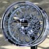 New Set (4) 13x7" Deep Dish 58 Spoke Triple Cross Lace Chrome Lowrider Knockoff Wire Wheels Set of four (4) with 3 Wing Hardware Choice - Image 4