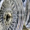 New Set (4) 18x9" Stagggered Genuine Dayton Stamped Serialized Deep Dish 100 Spoke Triple Cross Lace Stainless & Chrome Lowrider Knockoff Wire Wheels Set of four (4) with Hardware - Image 12