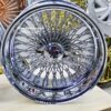 New Set (4) 18x9" Stagggered Genuine Dayton Stamped Serialized Deep Dish 100 Spoke Triple Cross Lace Stainless & Chrome Lowrider Knockoff Wire Wheels Set of four (4) with Hardware - Image 6