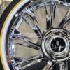 New Set (4) 22" Lincoln Chrome Floating Cap Wheels and 265-35-22 Vogue Whitewall / Yellow Stripe Tire Complete Package Set (4) Fit Classic And Modern Lincoln Contact US PRIOR TO PURCHASE - Image 6