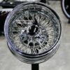 New Set (4) 72 Stainless Steel Cross Lace Spokes & Nipples 13x7" Deep Dish Chrome Lowrider Knockoff Wire Wheels Set of four with Hardware Choice - Image 4