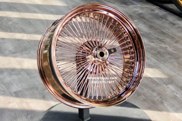 New Set (4) ROSE GOLD 22" Standard Rear Wheel Drive Spoke Knockoff Wire Wheels Set of Four (4) COMPLETE WITH HARDWARE