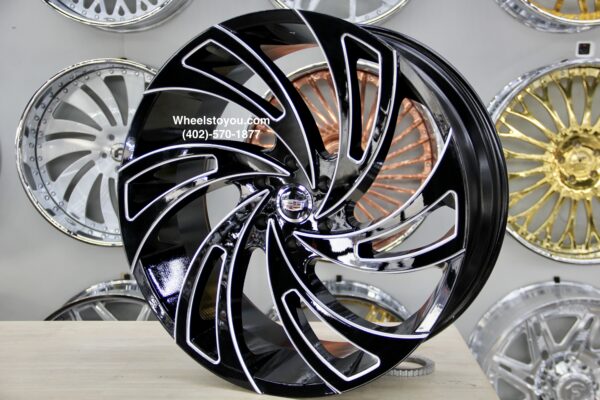 New Set (4) 24" Cadillac "Swoosh" Black / Milled Wheels Fit Cadillac Escalade , EXT, ESV 6x139.7mm