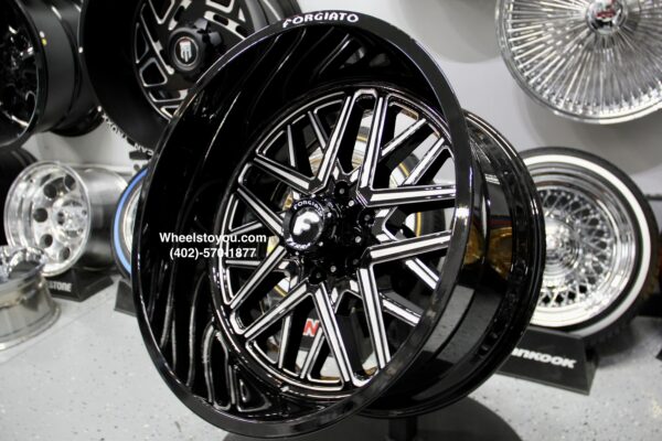 New Set (4) Forgiato 22x12" Gloss Black & Milled 6x139.7mm 6x5.5" Deep Dish Wheels Set (4) Terra 3 Flow Forged Fit Chevy GMC Dodge Ram 6 LUG ONLY