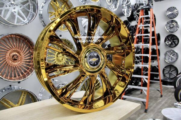 New Set (4) 26" Gold Chevy Big Cap Floating Wheels Fit Tahoe Silverado Suburban Sierra Avalanche 6x139.7mm 6x5.5" Bolt Pattern