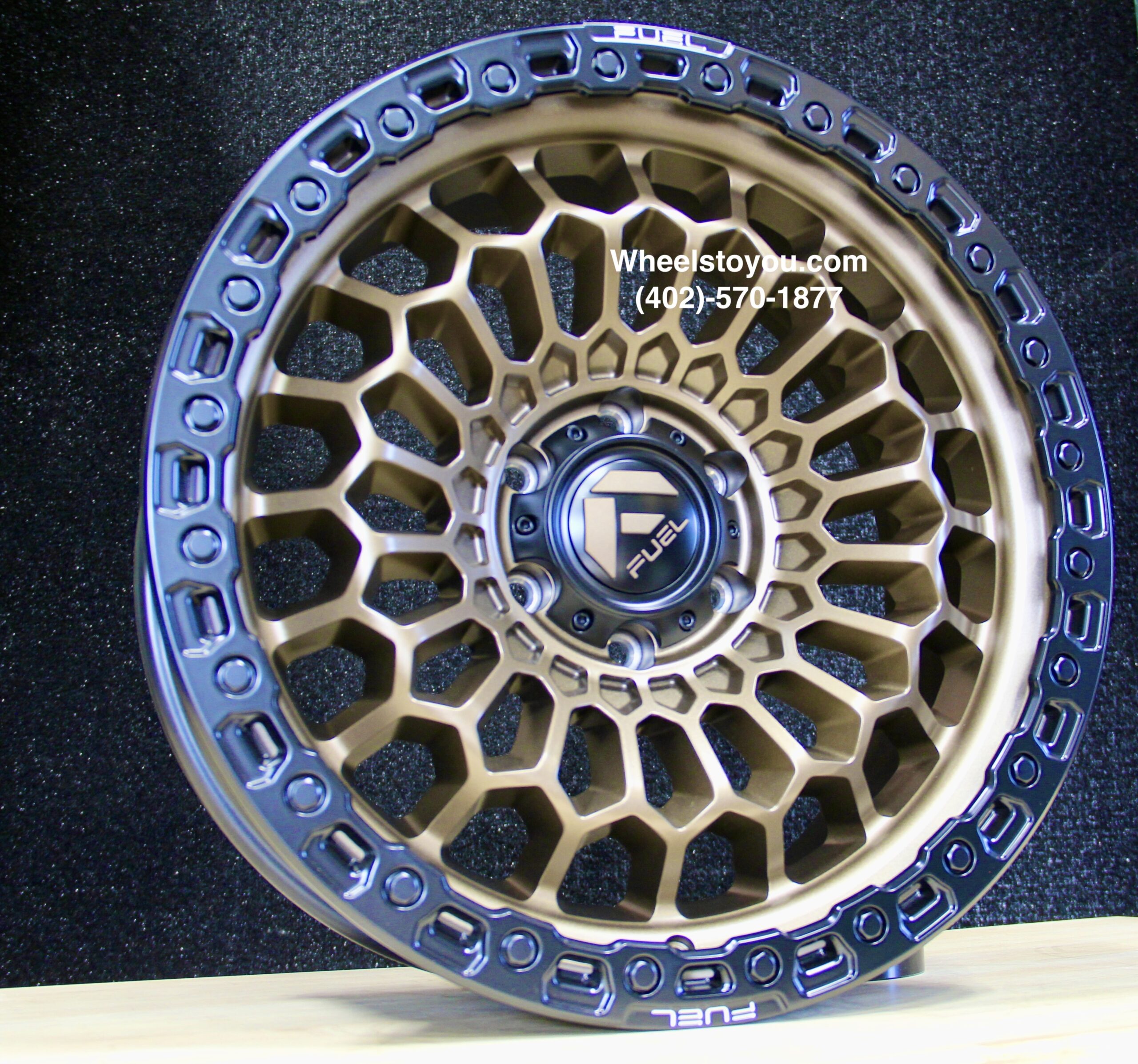 New Set (4) 20x9" Fuel "Sinister" FC870 Satin Bronze with Black Simulated Beadlock Wheels 6x139.7mm aka 6x5.5" +1 ET Chevy Gmc Toyota Nissan Ram - Image 4