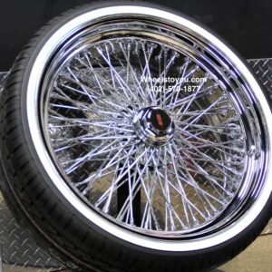 New Cross Lace 20" Standard Chrome 92 Spoke knockoff Wire Wheels & True Whitewall Tire Package 245-40-20 Complete Set with Hardware