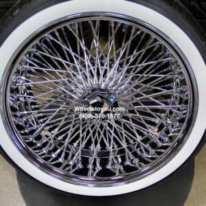 New Set (4) 18" Genuine Dayton Staggerd Stamped Serialized 100 Spoke Cross Lace Stainless & Chrome Lowrider Knockoff Wire Wheels & 225-40-18 True Whitewall Tires Set with Hardware