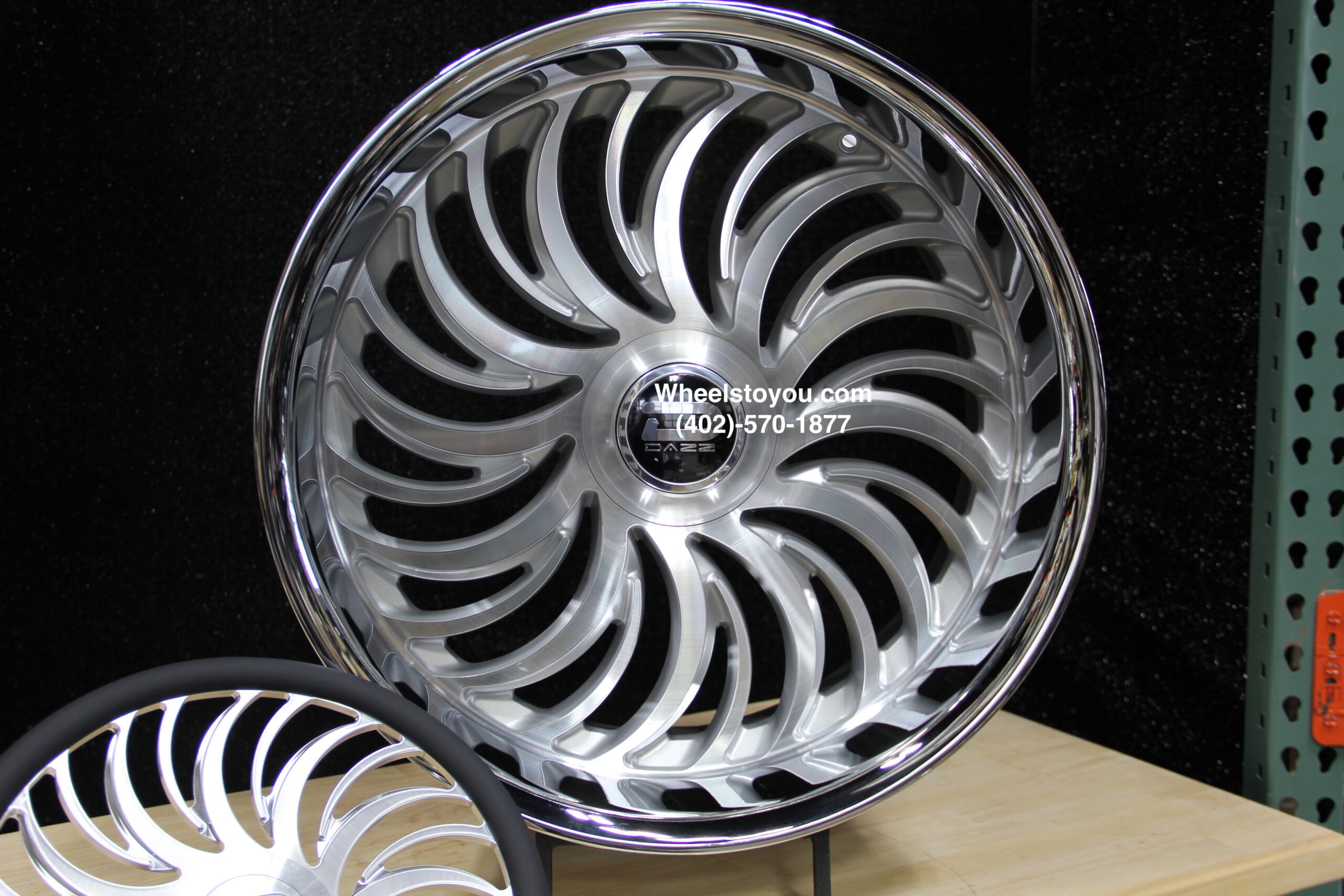 New 24" Staggered Floating Cap Dazz Heat Wheels & Matching Steering Wheel 5x4.75 & 5x5" Bolt patterns Set (4) Fit Chevy Chevrolet Caprice Impala Lincoln Mark Continental Donk Buick Oldsmobile C10 Box Bubble ETC - Image 3