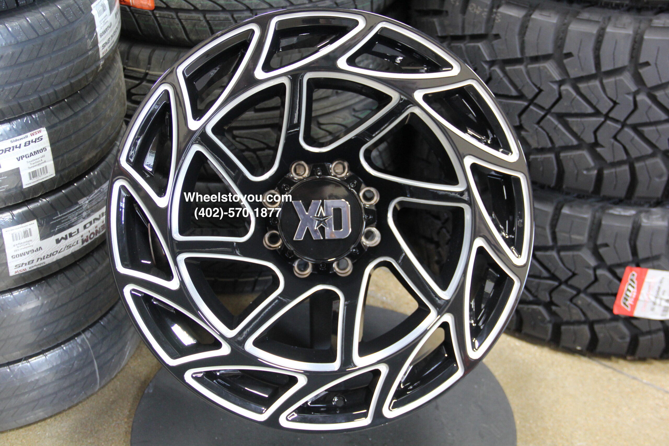 New 22x12" XD OFFROAD MODEL 860 "Onslaught" Concave Gloss Black with Milled Accents 8x165.1mm aka 8x6.5" -44 Offset Deep Dish Wheels Set (4) 8 lug Trucks Dodge Ram Chevy Ford Select models - Image 4