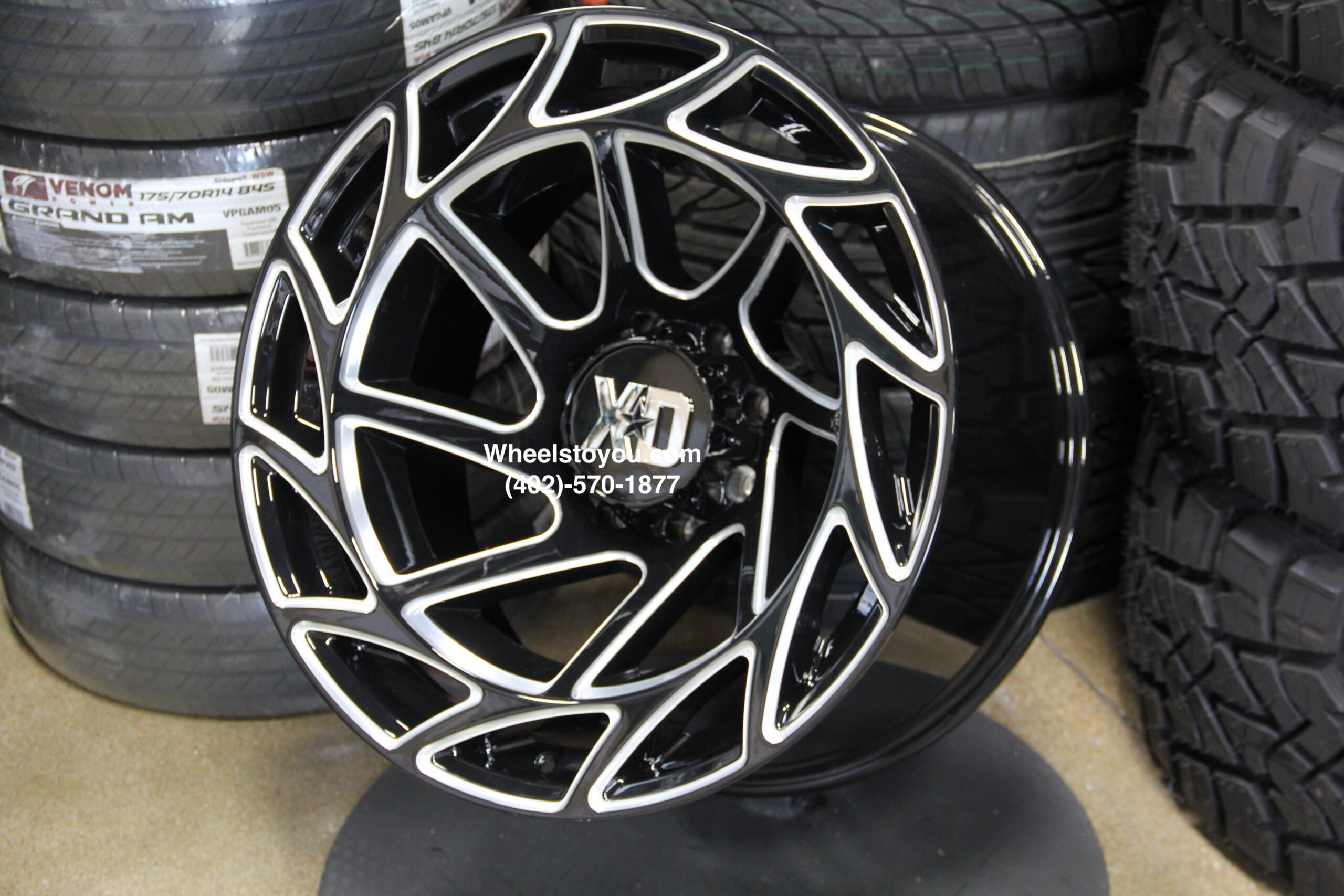 New 22x12" XD OFFROAD MODEL 860 "Onslaught" Concave Gloss Black with Milled Accents 8x165.1mm aka 8x6.5" -44 Offset Deep Dish Wheels Set (4) 8 lug Trucks Dodge Ram Chevy Ford Select models