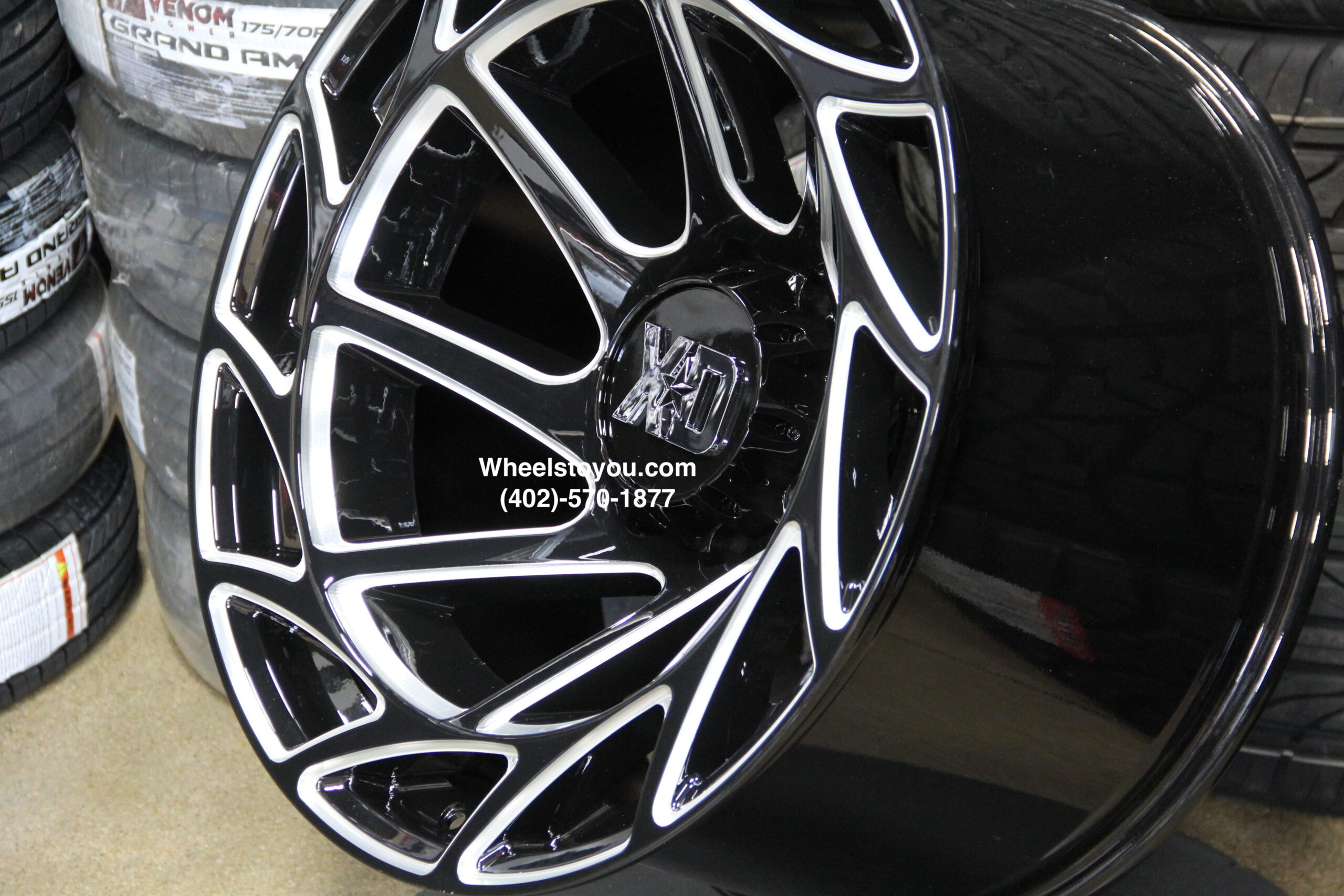 New 22x12" XD OFFROAD MODEL 860 "Onslaught" Concave Gloss Black with Milled Accents 8x165.1mm aka 8x6.5" -44 Offset Deep Dish Wheels Set (4) 8 lug Trucks Dodge Ram Chevy Ford Select models - Image 7