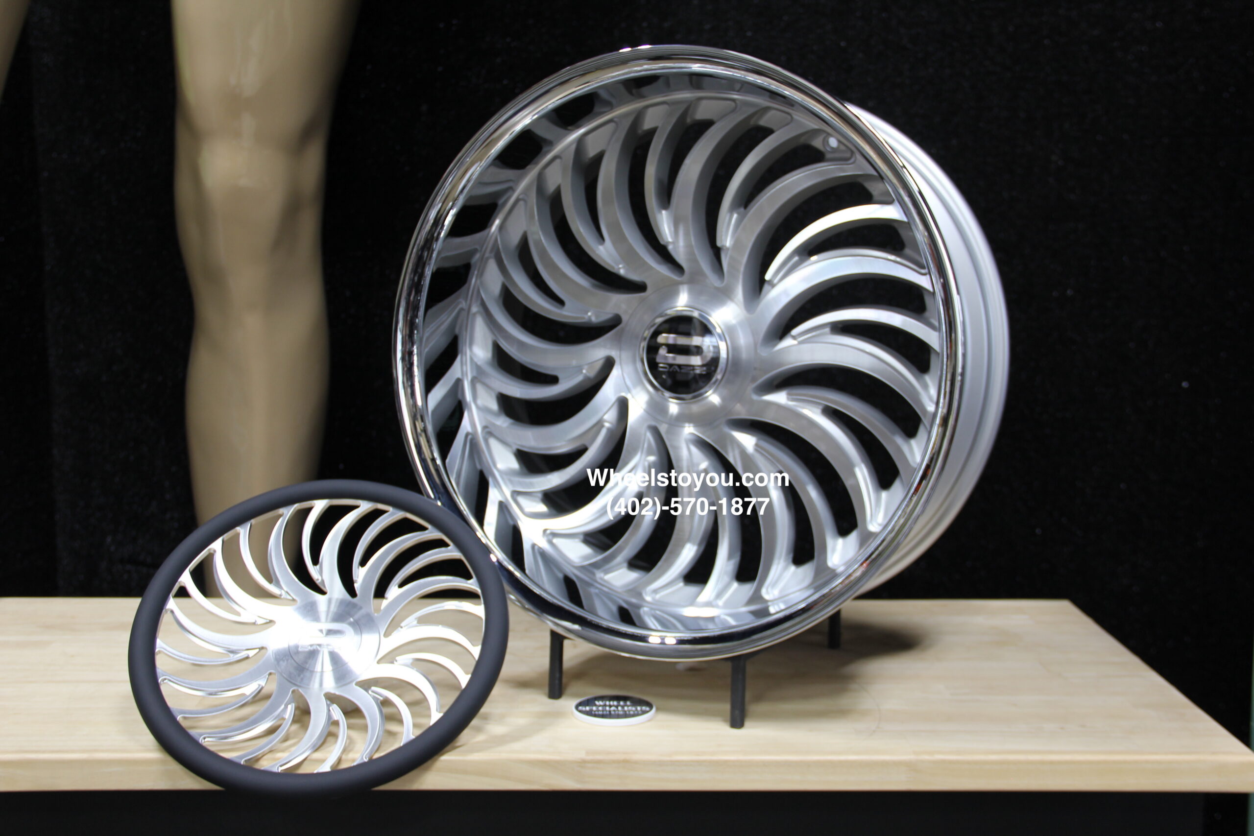 New 24" Staggered Floating Cap Dazz Heat Wheels & Matching Steering Wheel 5x4.75 & 5x5" Bolt patterns Set (4) Fit Chevy Chevrolet Caprice Impala Lincoln Mark Continental Donk Buick Oldsmobile C10 Box Bubble ETC - Image 5