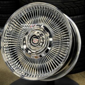 New Set (4) Front Wheel Drive 20" Cadillac Chrome 150 Spoke Direct Bolt Wire Wheels With Floating Caddy Caps Fit 1980's 90's and 2000's Cadillac Allante ATS Seville STS CTS Deville DTS Eldorado