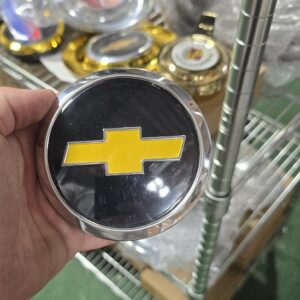 New Set (4) Floating Black & Chrome Bowtie Wheel Center Caps (Fit Floating Cap Wheels only!)