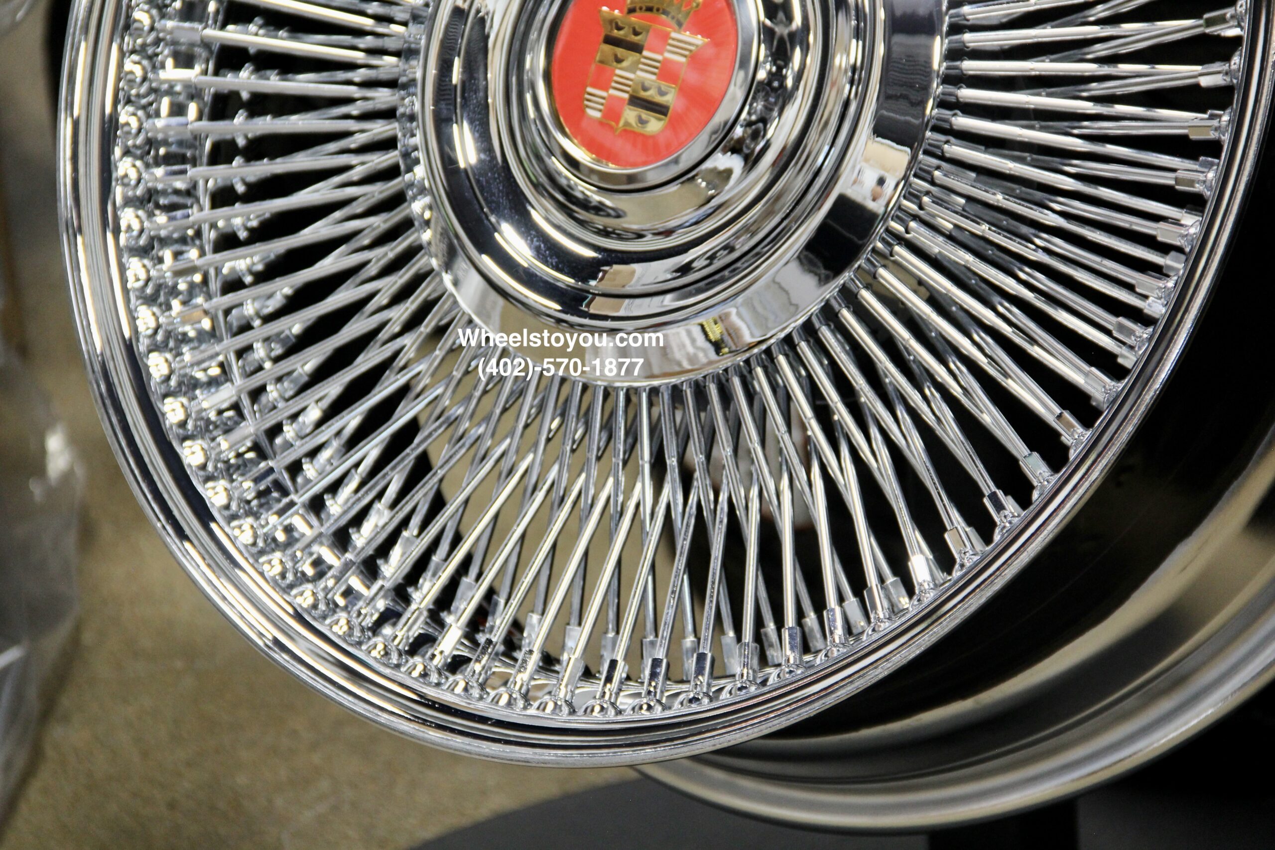 New Set (4) Front Wheel Drive 20" Cadillac Chrome 150 Spoke Direct Bolt Wire Wheels With Floating Antique Caddy Caps Fit 5x4.5 5x115 5x120 Cadillac ONLY - Image 7