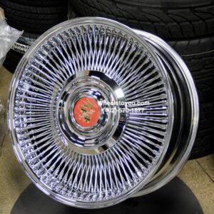 New Set (4) Front Wheel Drive 20" Cadillac Chrome 150 Spoke Direct Bolt Wire Wheels With Floating Antique Caddy Caps Fit 5x4.5 5x115 5x120 Cadillac ONLY