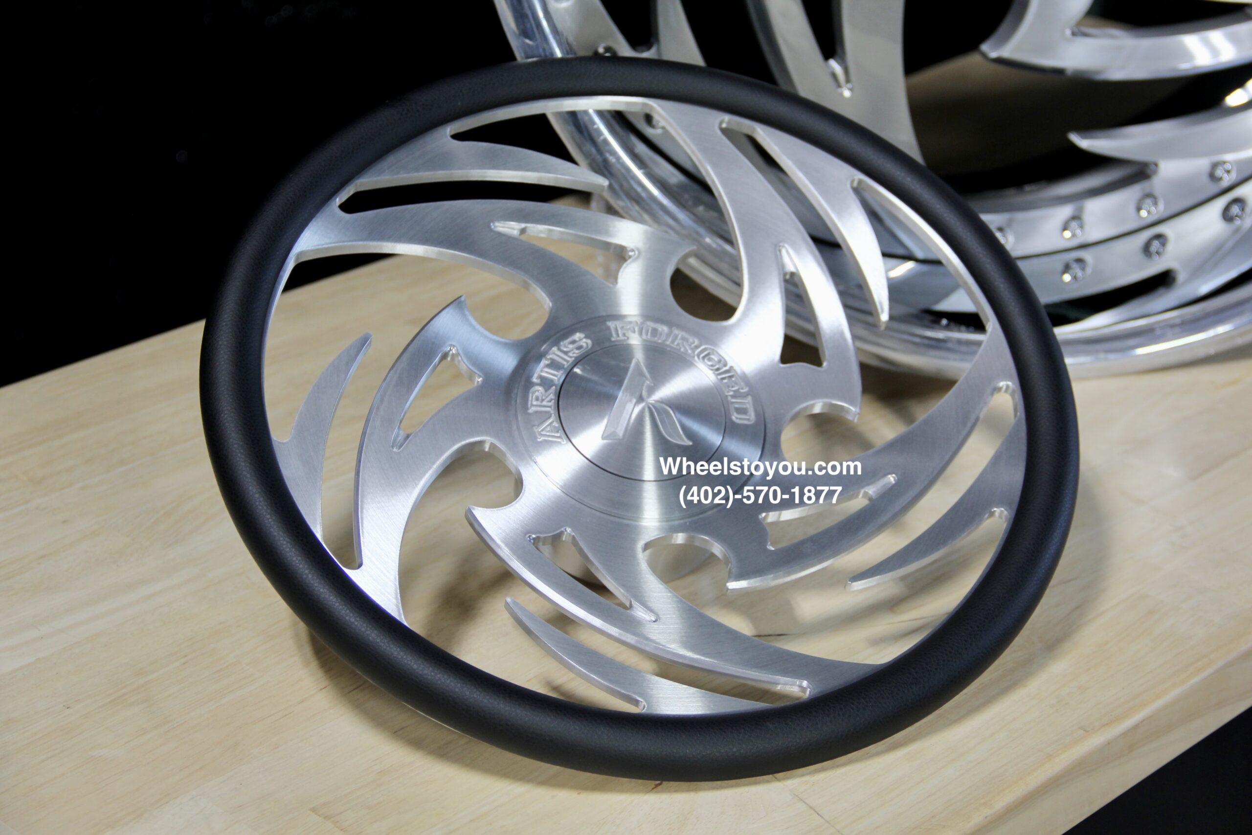 New Set (4) Artis Forged "Shreveport" 24" Billet Staggered USA MADE Wheels & Steering Wheel 5x4.75" Bolt pattern Set (4) Fit Chevy Chevrolet Caprice Impala Buick Oldsmobile Cutlass Monte Carlo Regal Grand Prix & More - Image 3