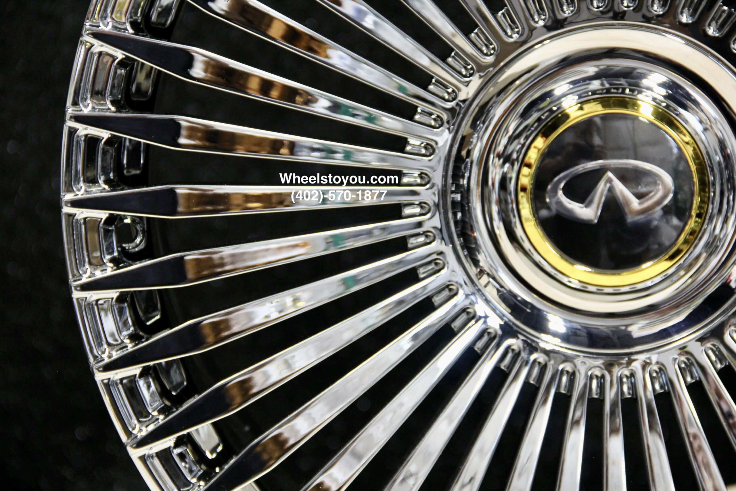 New Set 24" Chrome Infinti Floating Cap "Spear" Flow Forged Wheels & 305-35-24 Tires Complete Set (4) With Tire Pressure Sensors & Lugs Fit Infiniti QX80 Only - Image 5