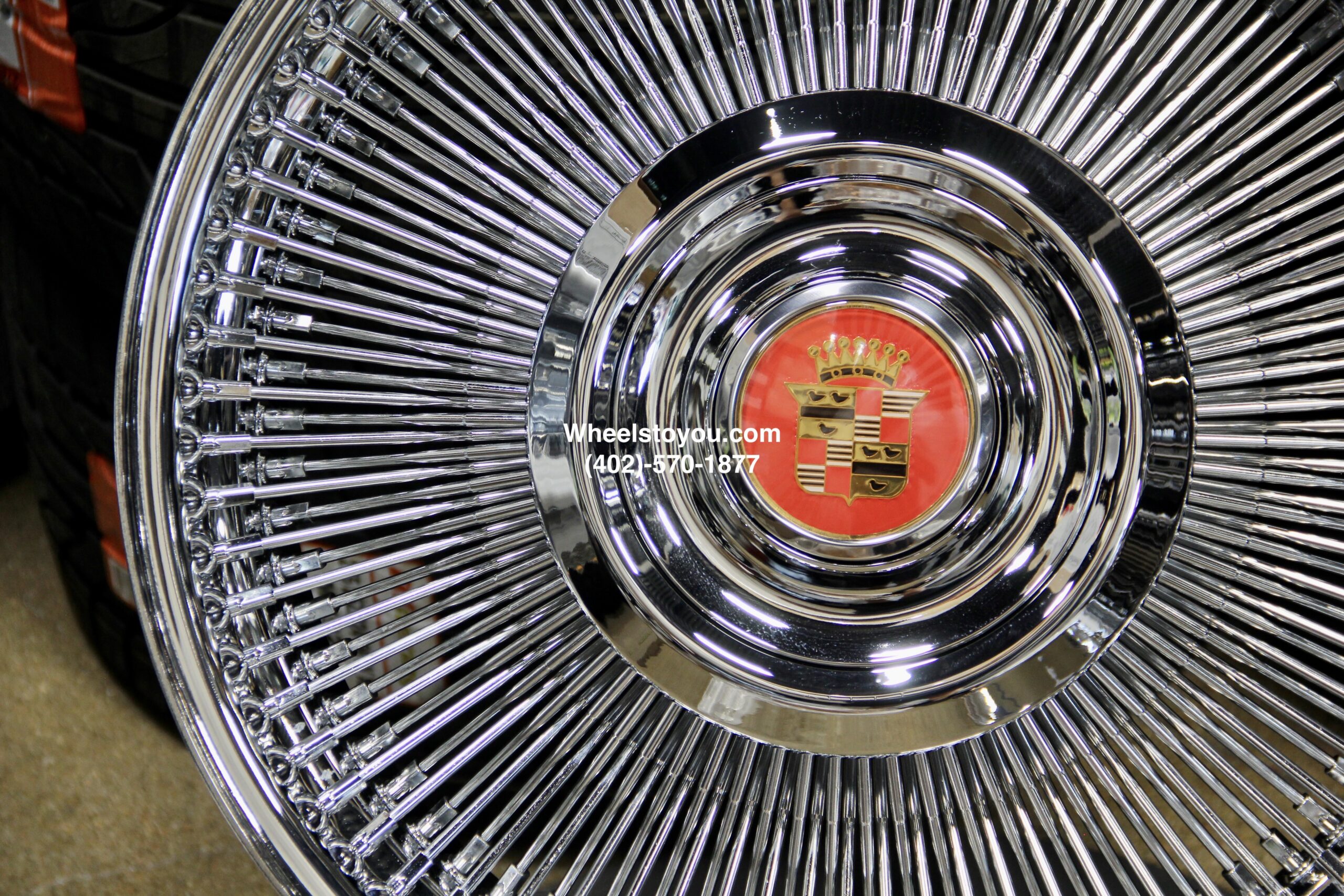 New Set (4) Front Wheel Drive 20" Cadillac Chrome 150 Spoke Direct Bolt Wire Wheels With Floating Antique Caddy Caps Fit 5x4.5 5x115 5x120 Cadillac ONLY - Image 5