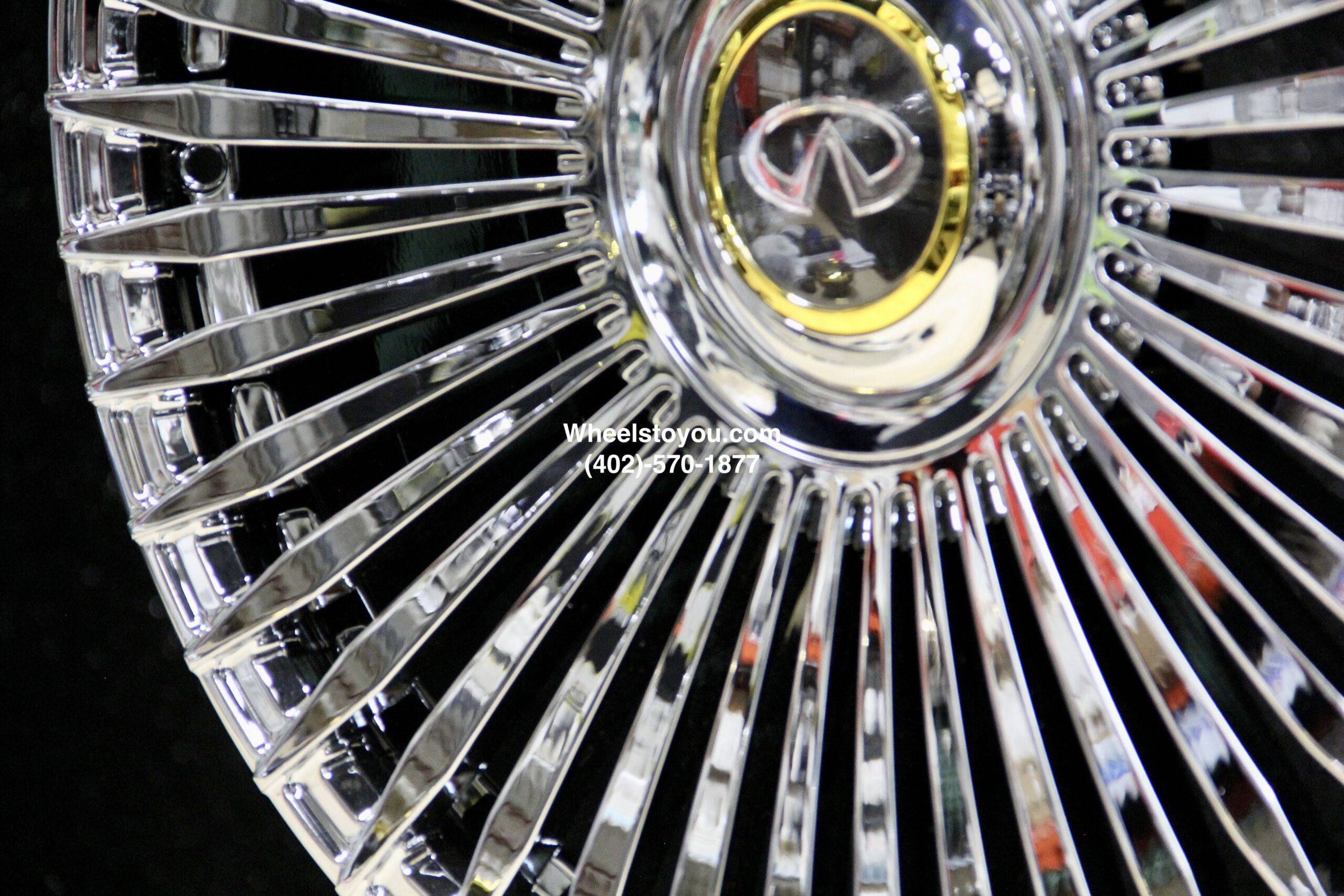 New Set 24" Chrome Infinti Floating Cap "Spear" Flow Forged Wheels & 305-35-24 Tires Complete Set (4) With Tire Pressure Sensors & Lugs Fit Infiniti QX80 Only - Image 6