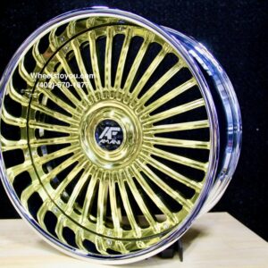 New 24" Staggered Gold & Chrome Floating Cap Amani Forged Wheels 5x4.75 & 5x5" Bolt patterns Set (4) Fit Chevy Chevrolet Caprice Impala Lincoln Mark Continental Donk Buick Oldsmobile Pontiac C10 Box Bubble ETC