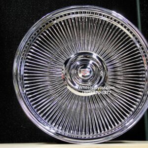 New Set (4) 26" Cadillac Chrome 200 Spoke Direct Bolt Wire Wheels With Floating Caddy Caps