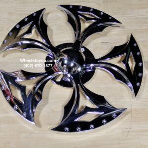 New Set (4) 20" Chrome Spinning Wheel Attachment Kit Float as You Drive, Spin When you Stop Single Bearing Vega Kit