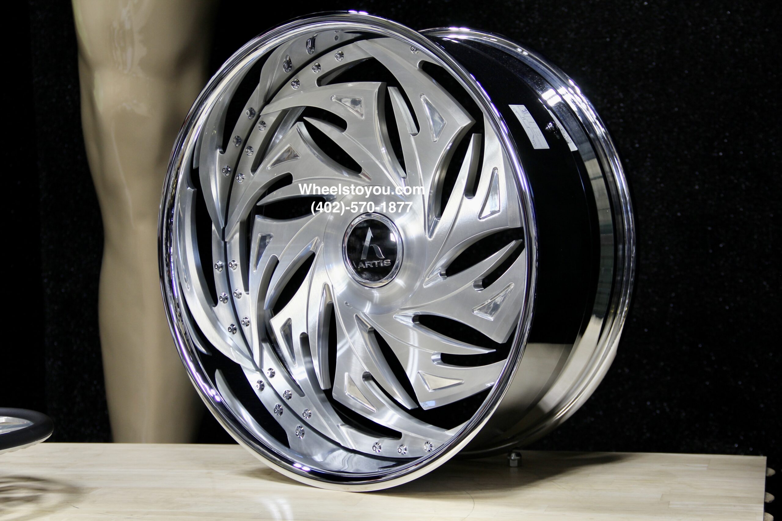 New Set (4) Artis Forged "Macon" 24" Billet Staggered USA MADE Wheels & Steering Wheel 5x4.75" & 5x5" Bolt pattern Set (4) Fit Chevy Chevrolet Caprice Impala Buick Oldsmobile Cutlass Monte Carlo Regal Grand Prix & More - Image 7
